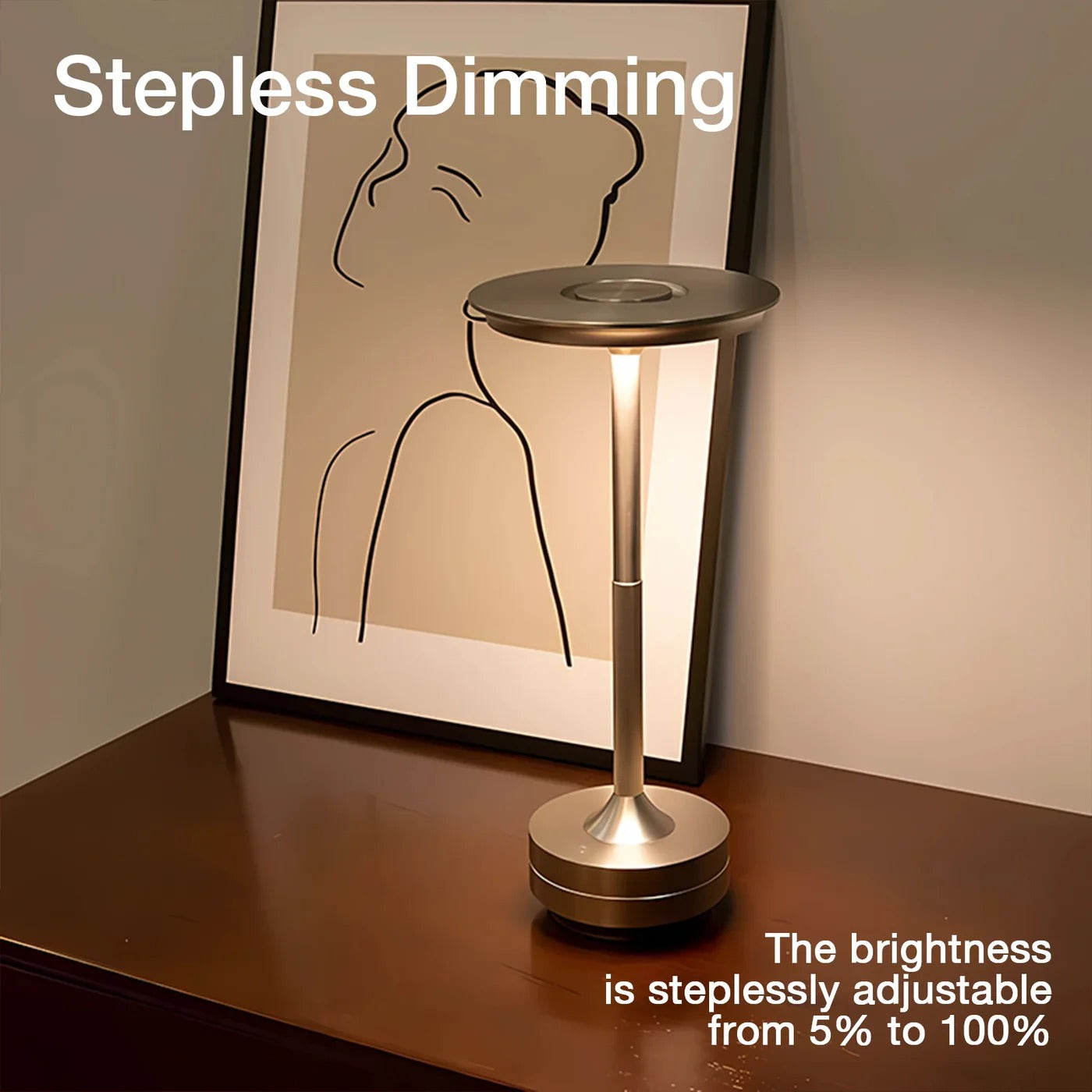 Rechargeable Table Lamp with Touch Dimming and Three Color Temperatures