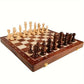 Foldable Wooden Chess Set with Magnetic Closure and Hand Carved Pieces, 15in Board