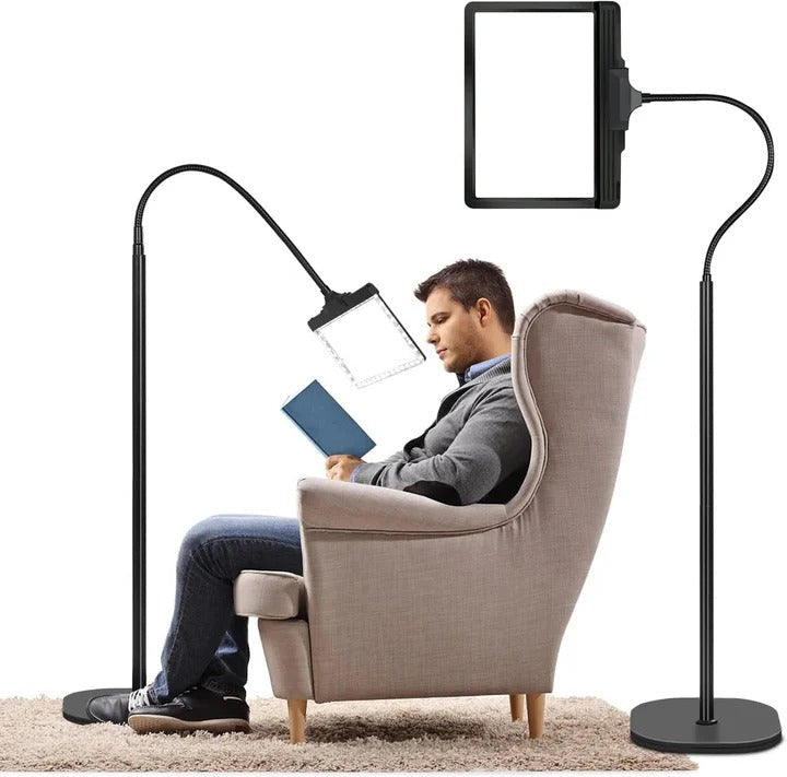 Hands Free Magnifying Glass with Adjustable Stand and Integrated LED Light