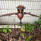 Garden Bird Sculpture with Flapping Wings and Six-Point Ground Stake, Powder-Coated Metal