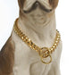 Metal Chain Dog Collar with Solid Links and Hand Polished Finish
