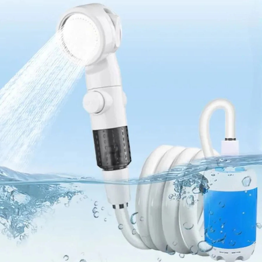 Portable Water Pump Shower with Rechargeable Battery and Adjustable Pressure