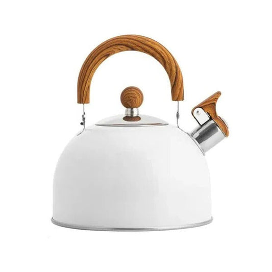 Stovetop Whistling Kettle with Insulated Handle and Even Heat Base for All Stovetops