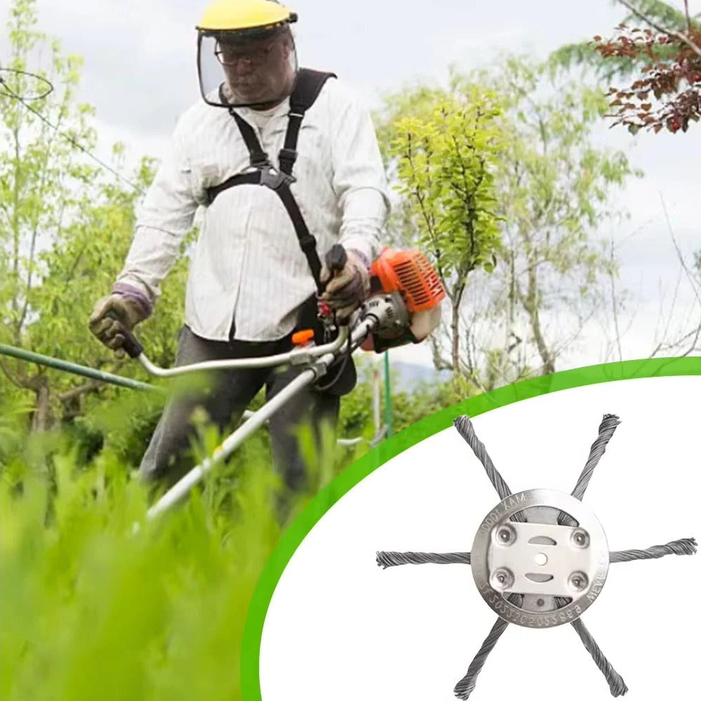 Wire Brush Trimmer Head with Steel Construction for Moss and Rust Removal
