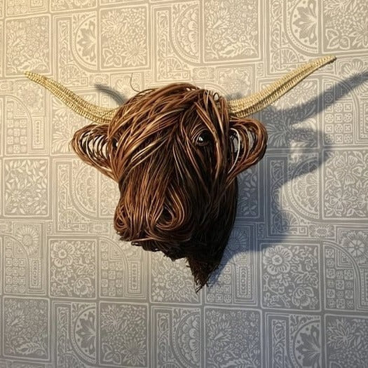 Highland Cattle Wall Sculpture with Hand Finished Textures, 24.8 x 20.9 Inches