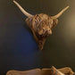 Highland Cattle Wall Sculpture with Hand Finished Textures, 24.8 x 20.9 Inches
