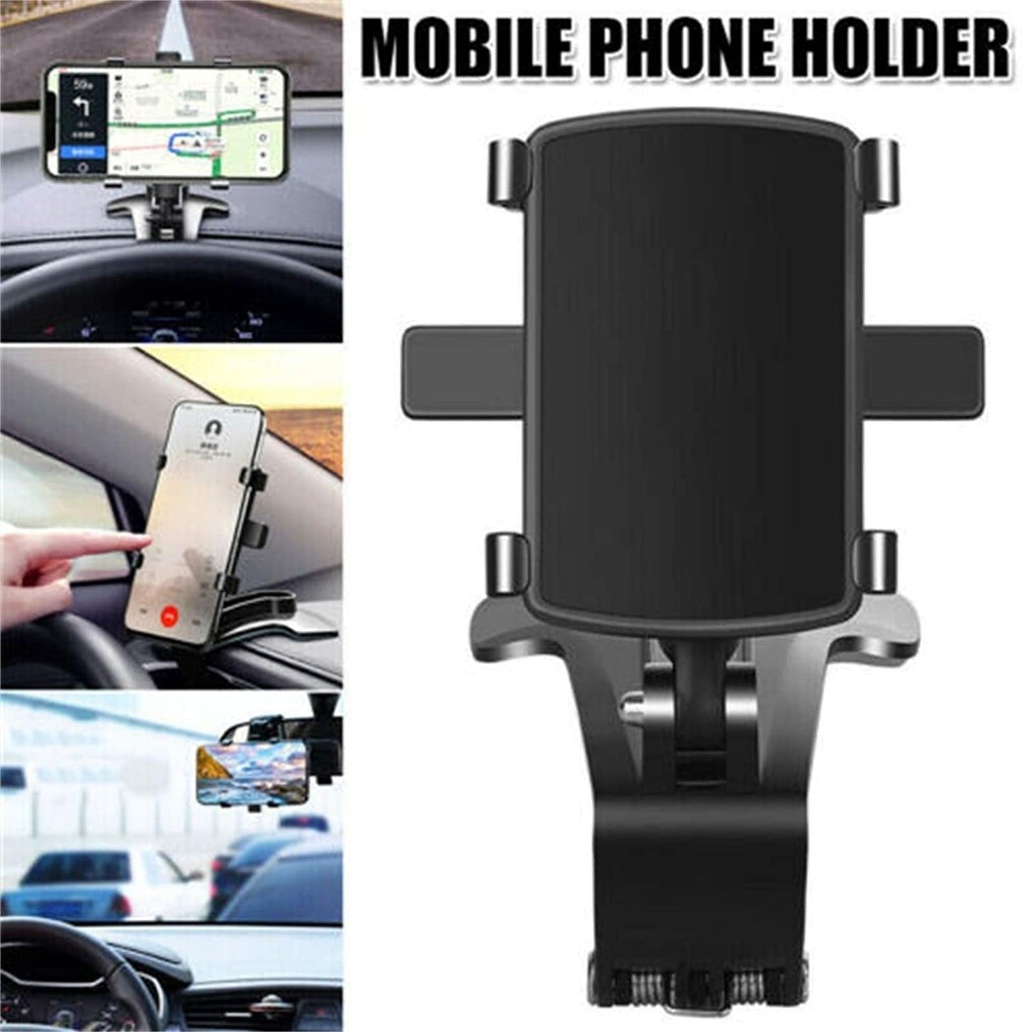 Car Phone Mount with 360° Rotation and One-Touch Release, Tilt, Multi-Position Mount