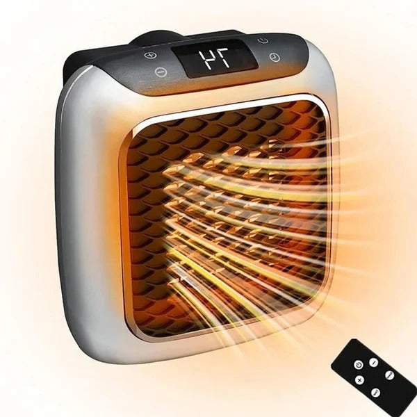 Plug-In Electric Heater with Ceramic Element and LED Thermostat, 800W Compact