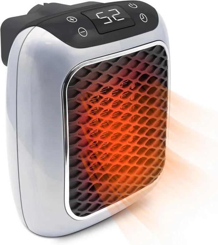 Plug-In Electric Heater with Ceramic Element and LED Thermostat, 800W Compact