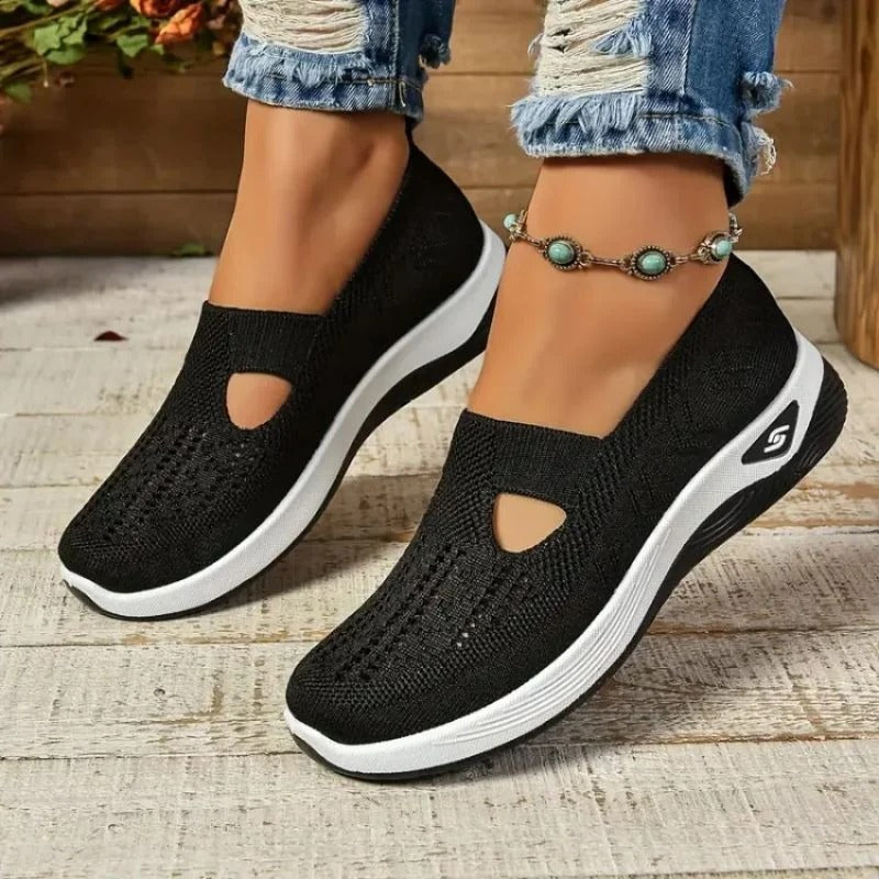 Mesh Sneakers with Cushioned Insole and Shock Absorbing Sole for Women