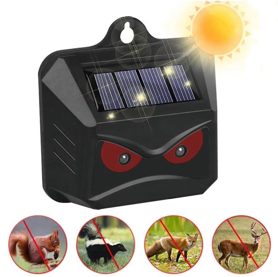 Ultrasonic Animal Repellent with Solar Charging and LED Flash, Set of 2