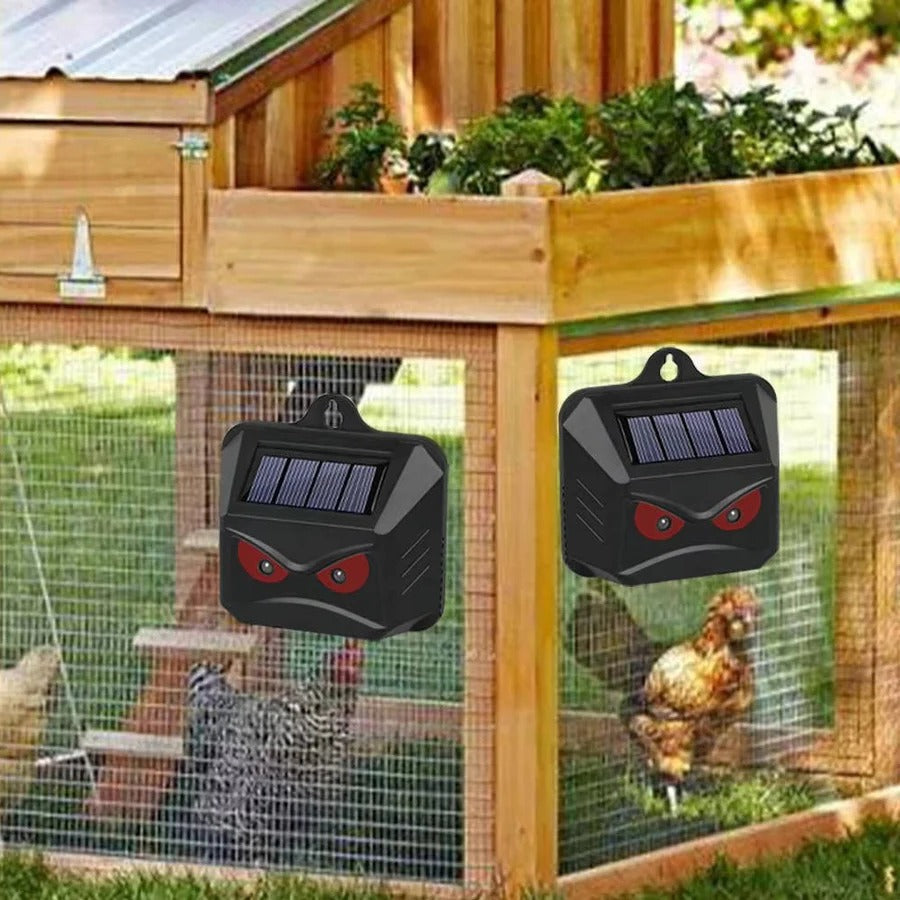 Ultrasonic Animal Repellent with Solar Charging and LED Flash, Set of 2