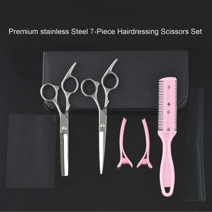Hair Cutting Scissors Set with Thinning Shears and Styling Combs, 7-Piece Kit