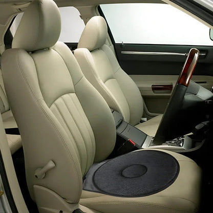 Rotating Seat Cushion with Foam Padding and Non-Slip Base for Cars and Chairs