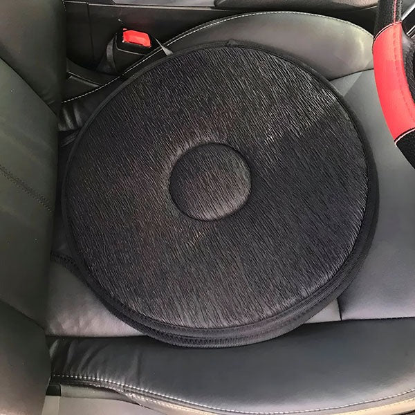 Rotating Seat Cushion with Foam Padding and Non-Slip Base for Cars and Chairs