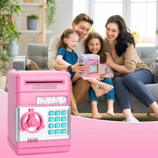 Electronic Piggy Bank for Kids with Auto Bill Intake and Dual Lock, Bilingual Audio