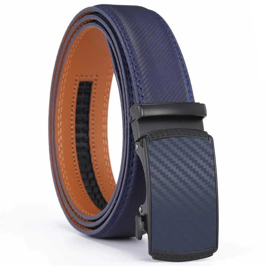 Ratchet Belt with Polished Alloy Buckle and Quarter Inch Adjustments, 28-48in