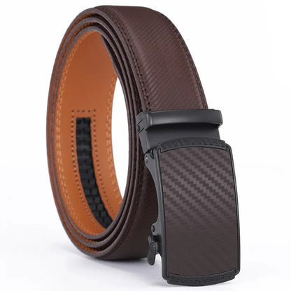 Ratchet Belt with Polished Alloy Buckle and Quarter Inch Adjustments, 28-48in