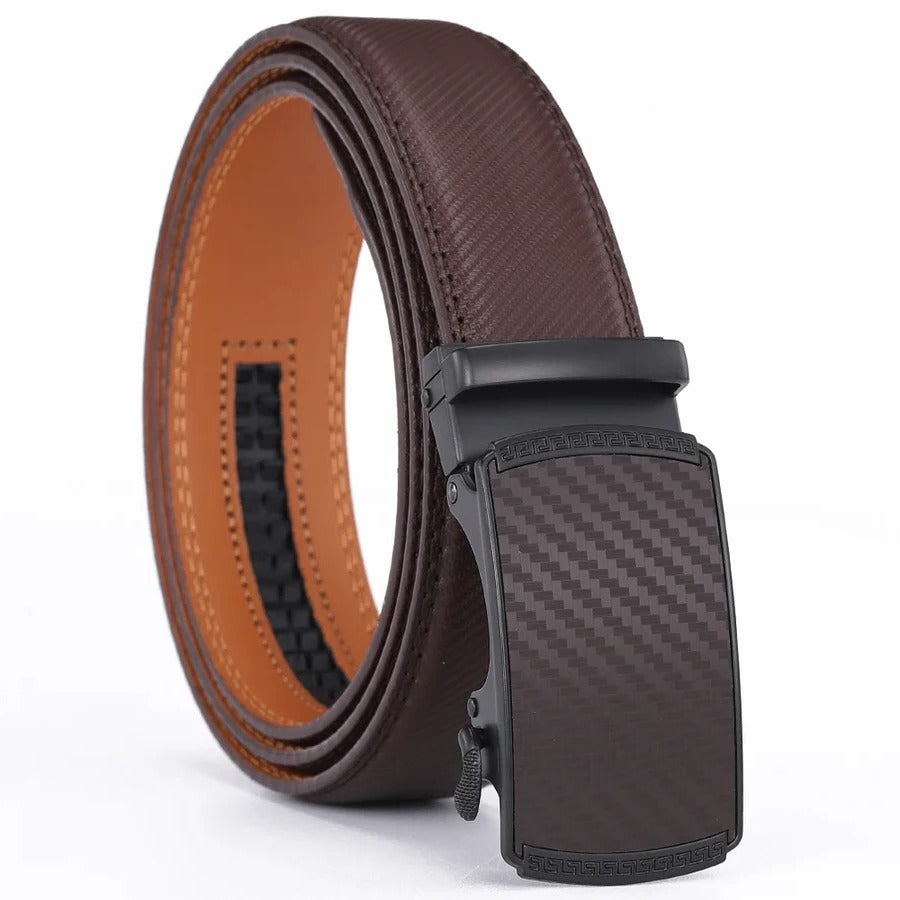Ratchet Belt with Polished Alloy Buckle and Quarter Inch Adjustments, 28-48in