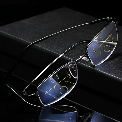 Progressive Glasses with Photochromic Tint and Anti-Reflective Coating, Lightweight Frame