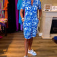 Belted Midi Dress with Wide Sleeves and Relaxed Fit