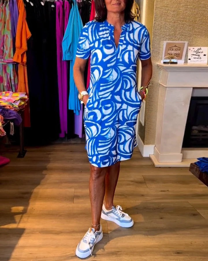 Belted Midi Dress with Wide Sleeves and Relaxed Fit