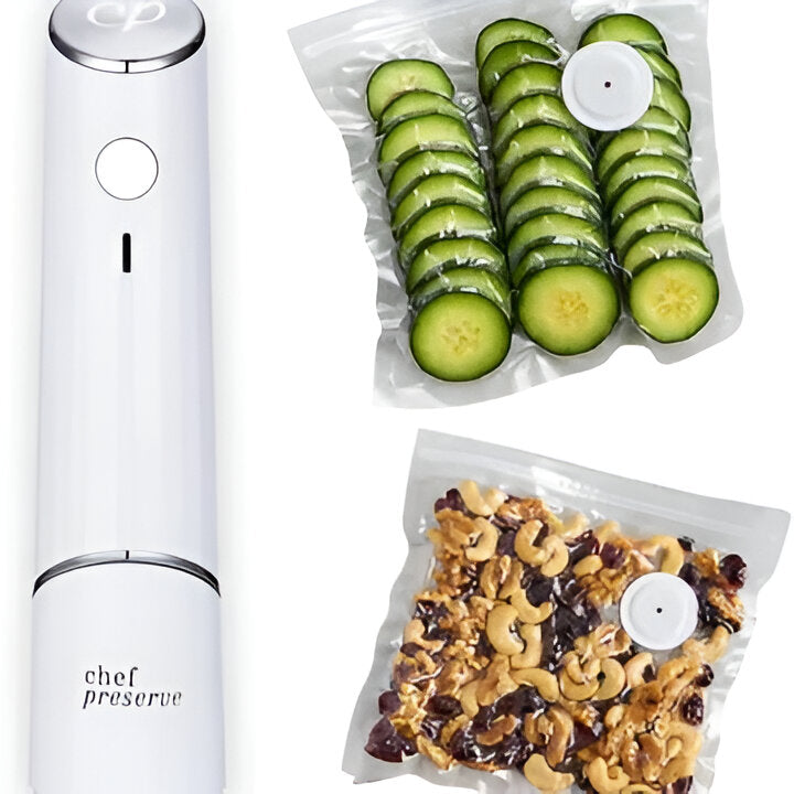 Portable Vacuum Sealer with Rechargeable Battery and One-Button Seal, Reusable Bags
