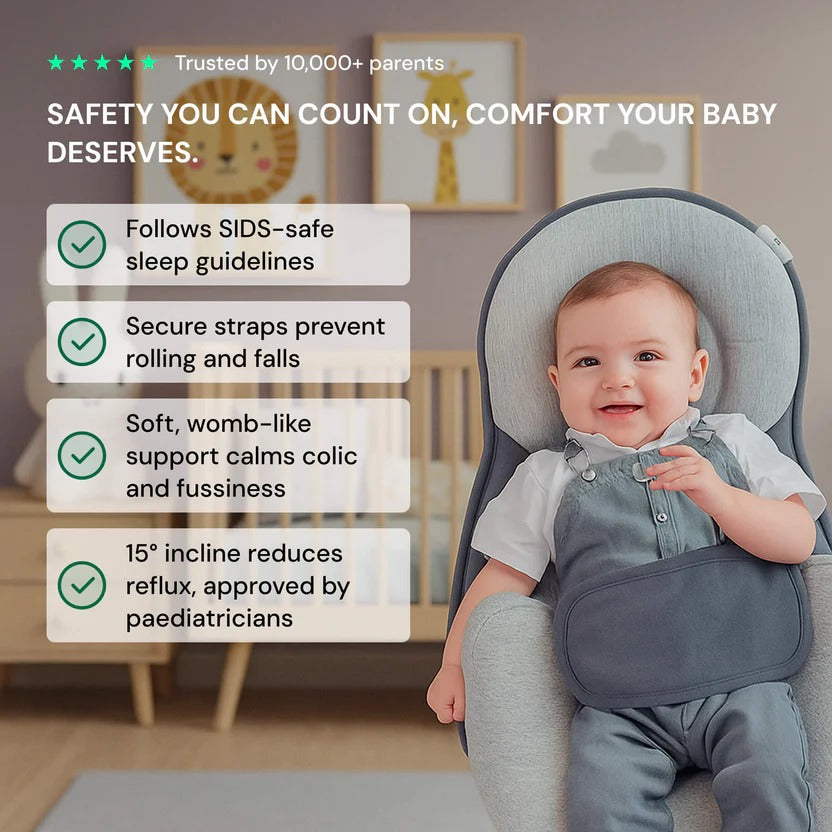 Baby Reflux Sleep Bed with 15-Degree Incline and Adjustable Leg Cushion for Newborns 0-12 Months
