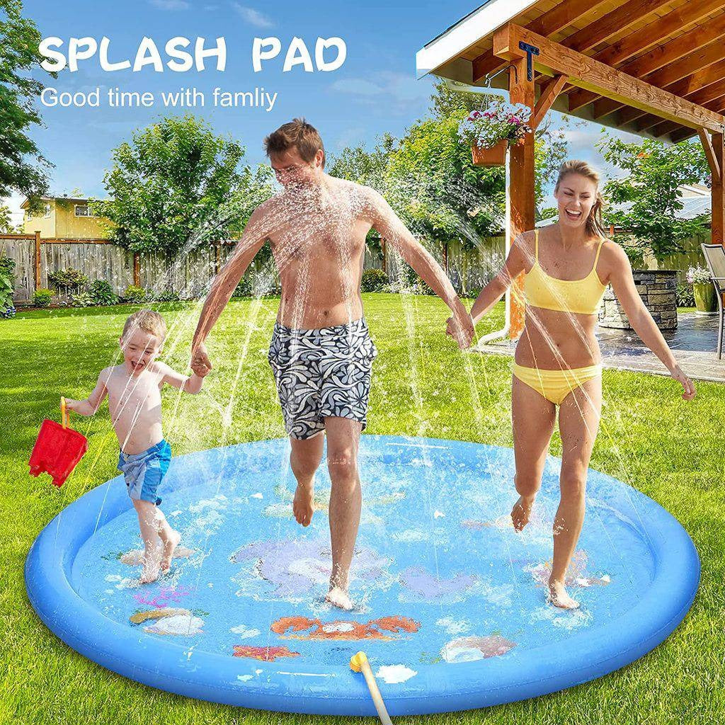 Inflatable Water Play Pad with Ring Sprinkler and Hose Connector, 68 Inch