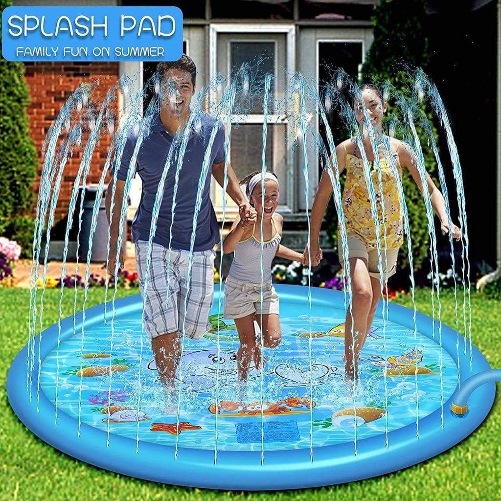 Inflatable Water Play Pad with Ring Sprinkler and Hose Connector, 68 Inch