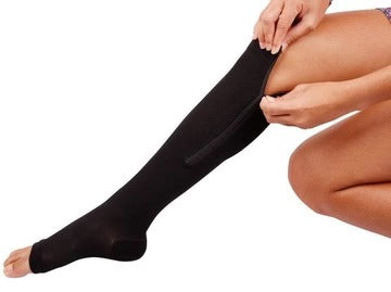 Zippered Graduated Compression Socks with Supportive Calf Sleeve Design