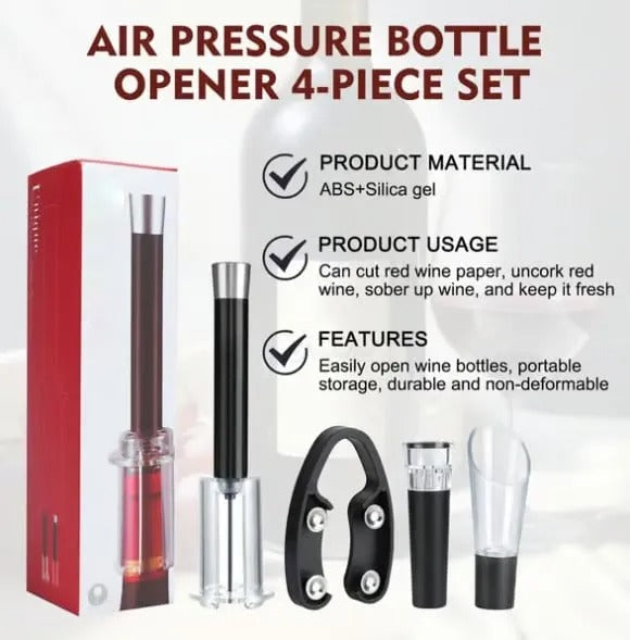 Wine Bottle Opener Set with Air Pressure Needle and Foil Cutter, Aeration Pourer