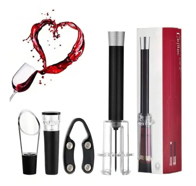 Wine Bottle Opener Set with Air Pressure Needle and Foil Cutter, Aeration Pourer