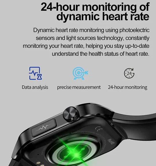Large-Display Smartwatch with Monitoring, Connectivity, and Daily Assistance Functions