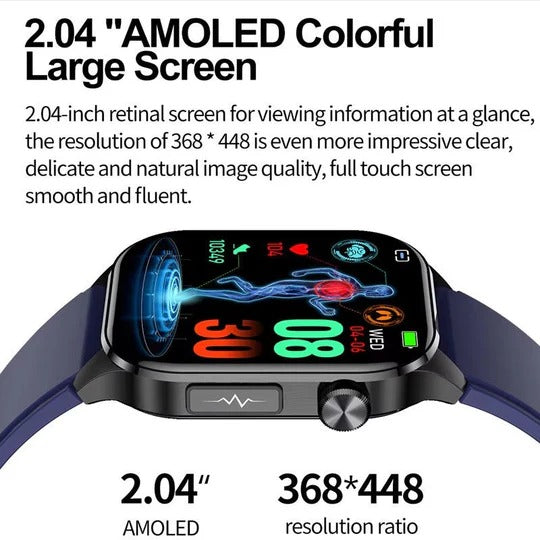 Large-Display Smartwatch with Monitoring, Connectivity, and Daily Assistance Functions