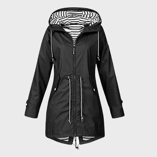 Long Waterproof Hooded Rain Jacket