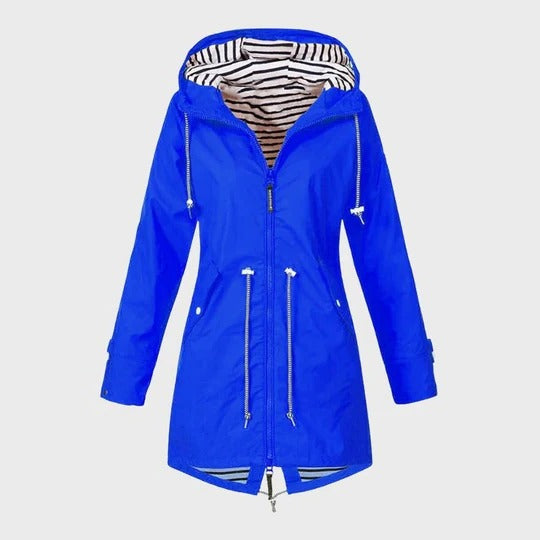 Long Waterproof Hooded Rain Jacket