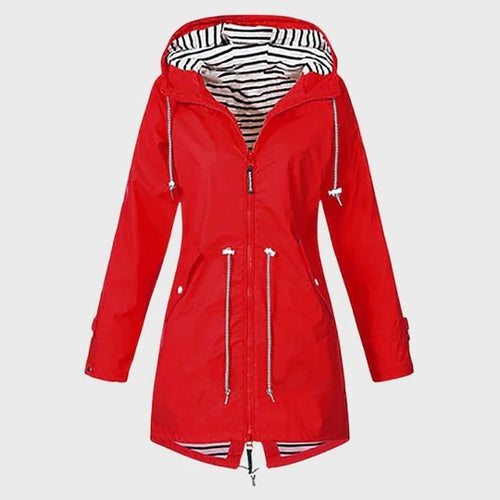 Long Waterproof Hooded Rain Jacket
