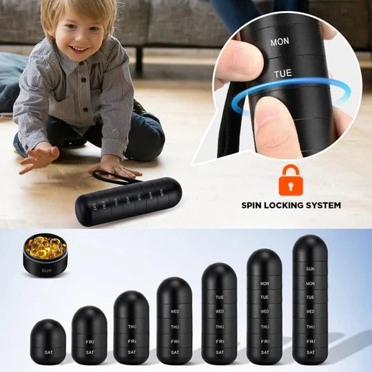 Seven-Day Portable Pill Organizer for Travel and Daily Use