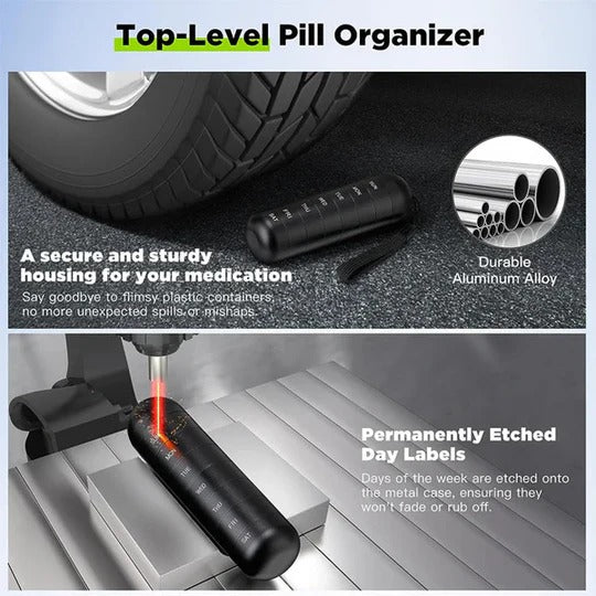 Seven-Day Portable Pill Organizer for Travel and Daily Use