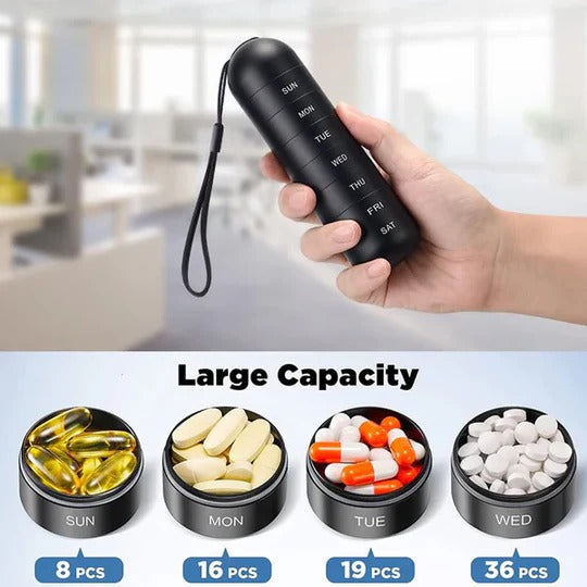 Seven-Day Portable Pill Organizer for Travel and Daily Use