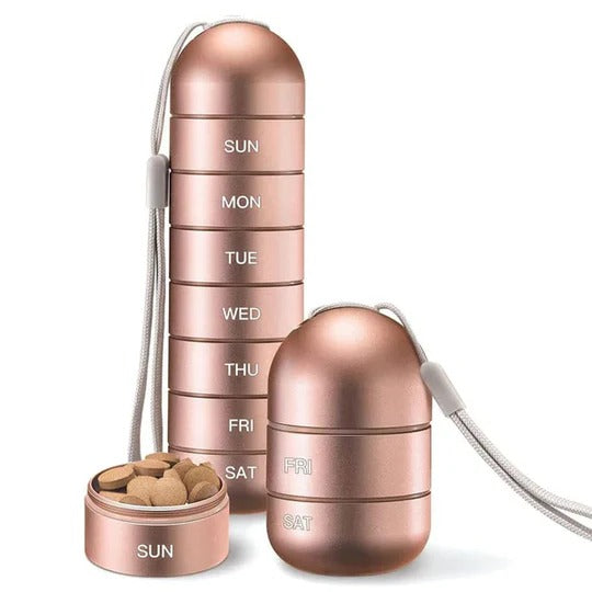 Seven-Day Portable Pill Organizer for Travel and Daily Use