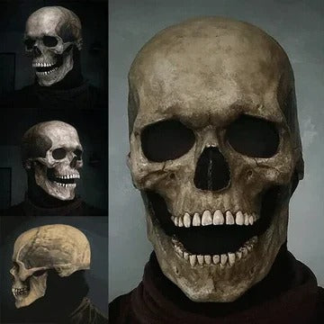 Movable Jaw Realistic Full Head Skull Mask for Halloween, Cosplay, and Haunted Events