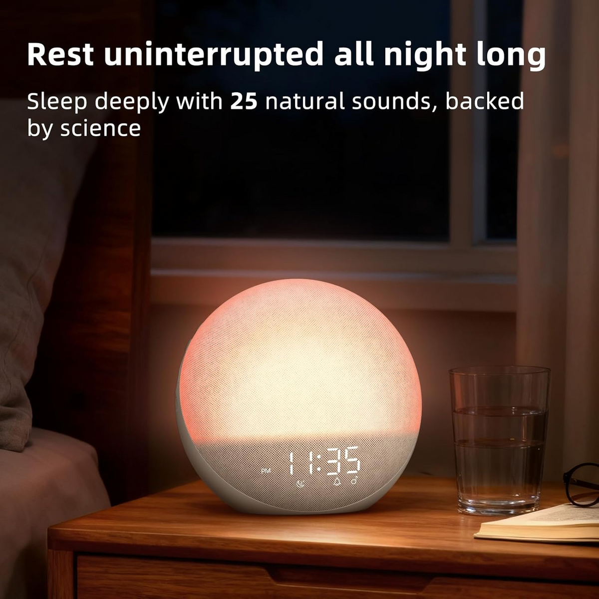 Sunrise Alarm Clock White Noise Machine: Natural Wake Up Light - Dimmable Clock with Bluetooth Speaker for Bedroom - 25 Sleep Sounds for Baby Adults Kids Putty allveramart