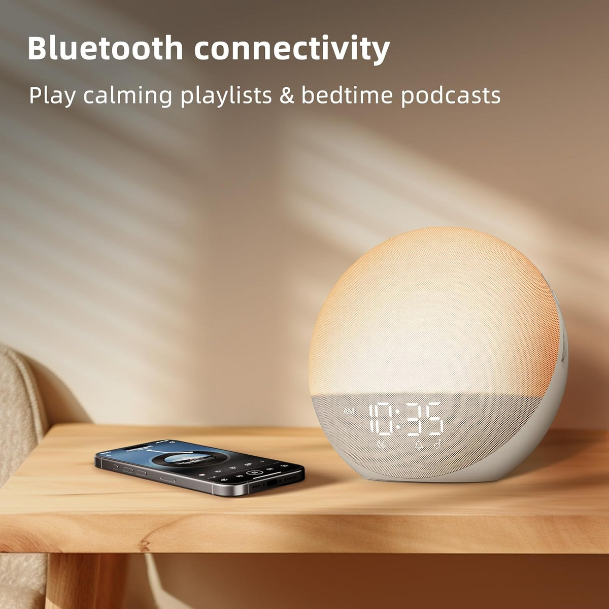 Sunrise Alarm Clock White Noise Machine: Natural Wake Up Light - Dimmable Clock with Bluetooth Speaker for Bedroom - 25 Sleep Sounds for Baby Adults Kids Putty allveramart