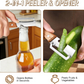 2026 Upgrade Vegetable Peeler With Wooden Handle, Stainless Steel Wide Blade Potato and Carrot Peeler, 3-in-1 Veggie Peeler With Scallion Shredder and Bottle Opener for Kitchen, Camping and Trave allveramart
