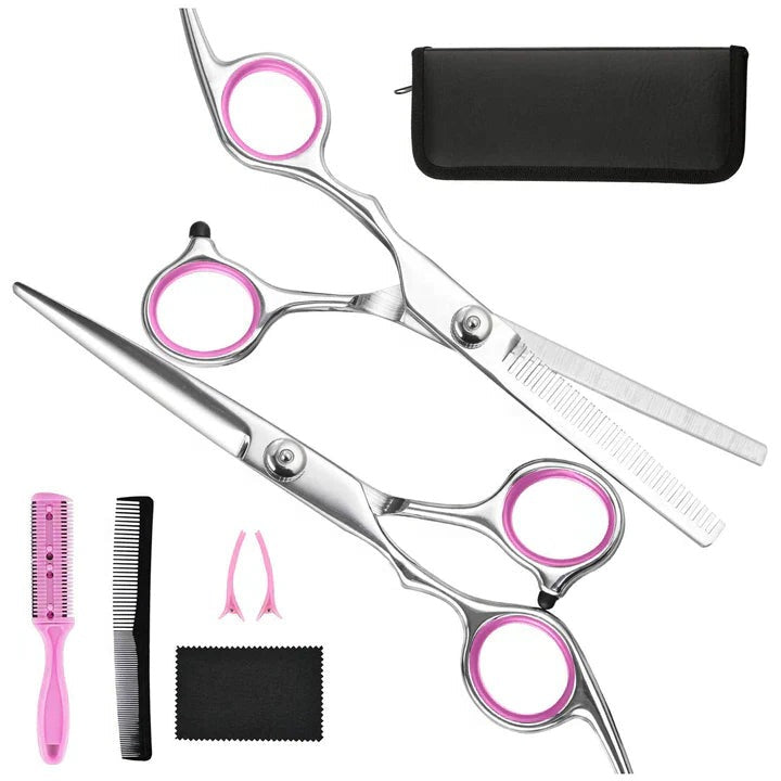 Hair Cutting Scissors Set with Thinning Shears and Styling Combs, 7-Piece Kit