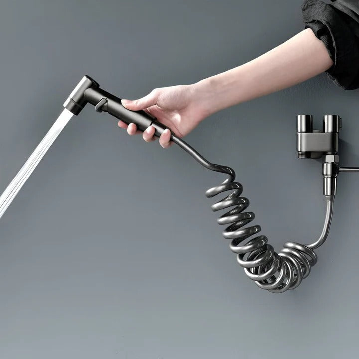 Wall Mounted Bidet Sprayer with Brass Construction and Pressure Control Handle