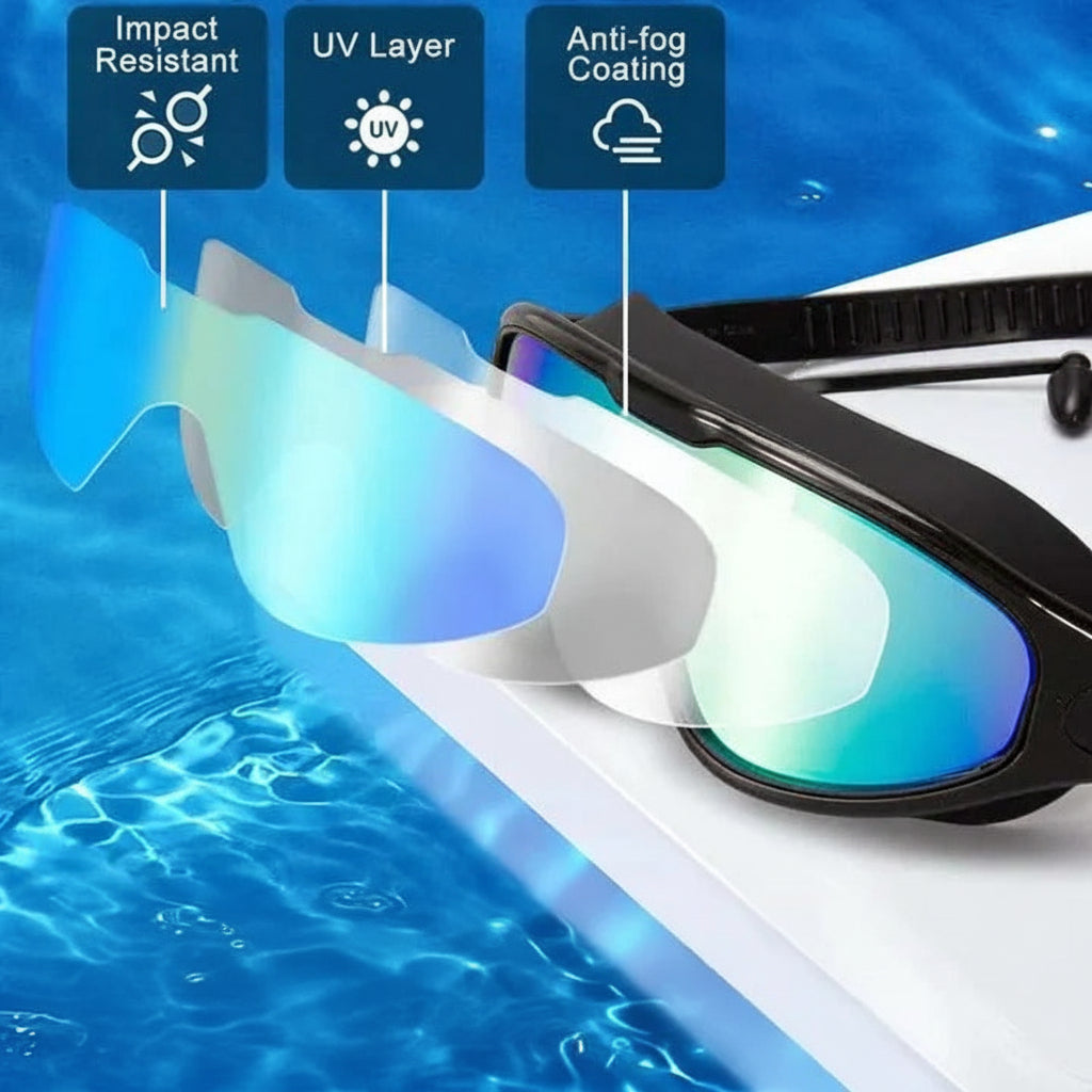 Swim Goggles with Anti-Fog Coating and Wide View Frame, Adjustable Silicone Seals All Vera Mart