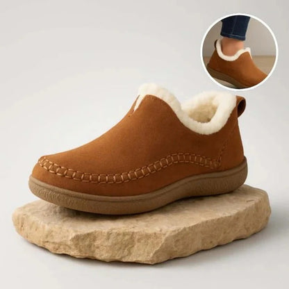 Fleece Lined Slip On Shoes with Molded Arch Support and High Traction Sole